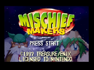 Mischief Makers title screen for Nintendo 64